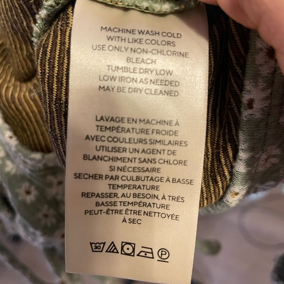 Free People Touch of Love Floral Puff Sleeve Tie up Blouse Size Large Retail $98 - Picture 6 of 7